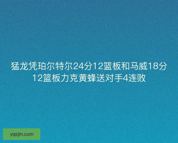猛龙凭珀尔特尔24分12篮板和马威18分12篮板力克黄蜂送对手4连败