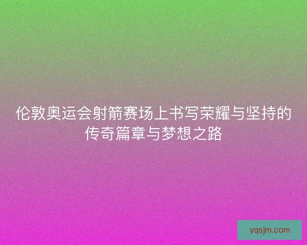 伦敦奥运会射箭赛场上书写荣耀与坚持的传奇篇章与梦想之路