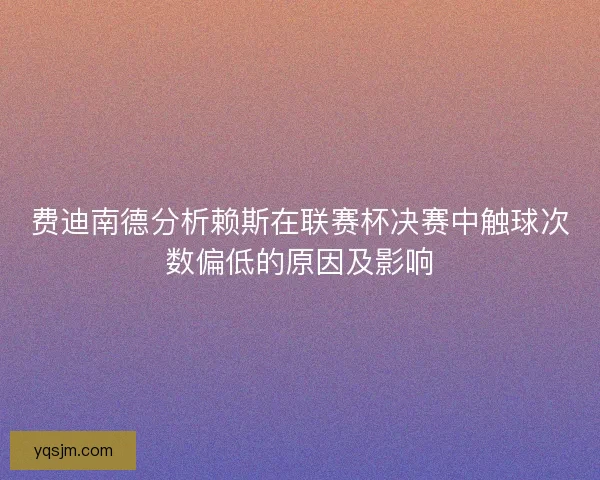 费迪南德分析赖斯在联赛杯决赛中触球次数偏低的原因及影响