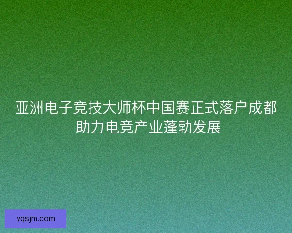 亚洲电子竞技大师杯中国赛正式落户成都 助力电竞产业蓬勃发展