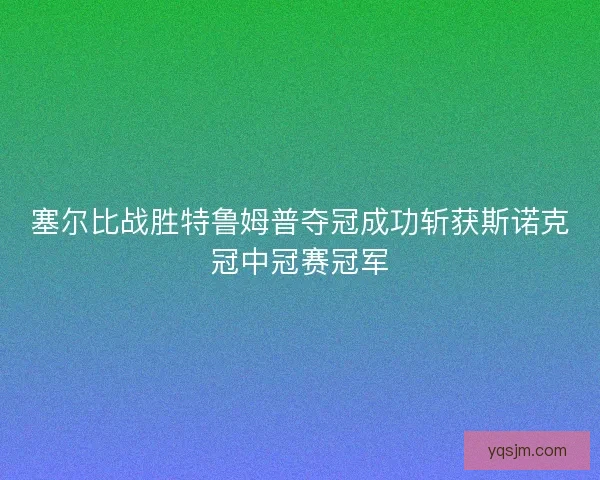 塞尔比战胜特鲁姆普夺冠成功斩获斯诺克冠中冠赛冠军