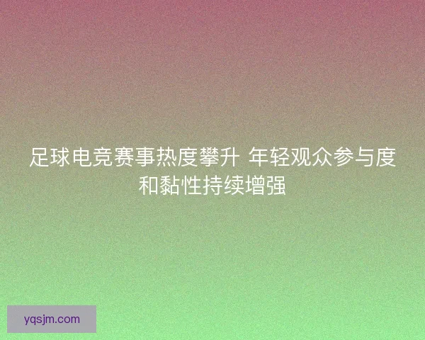 足球电竞赛事热度攀升 年轻观众参与度和黏性持续增强