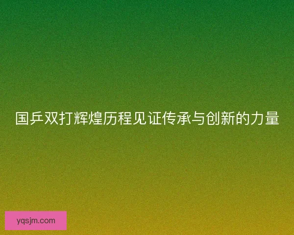 国乒双打辉煌历程见证传承与创新的力量